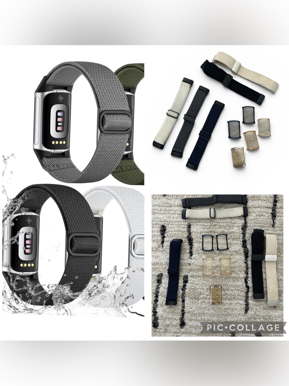 5 Fitbit fabric Watch Strap & 5 Screen protector Set